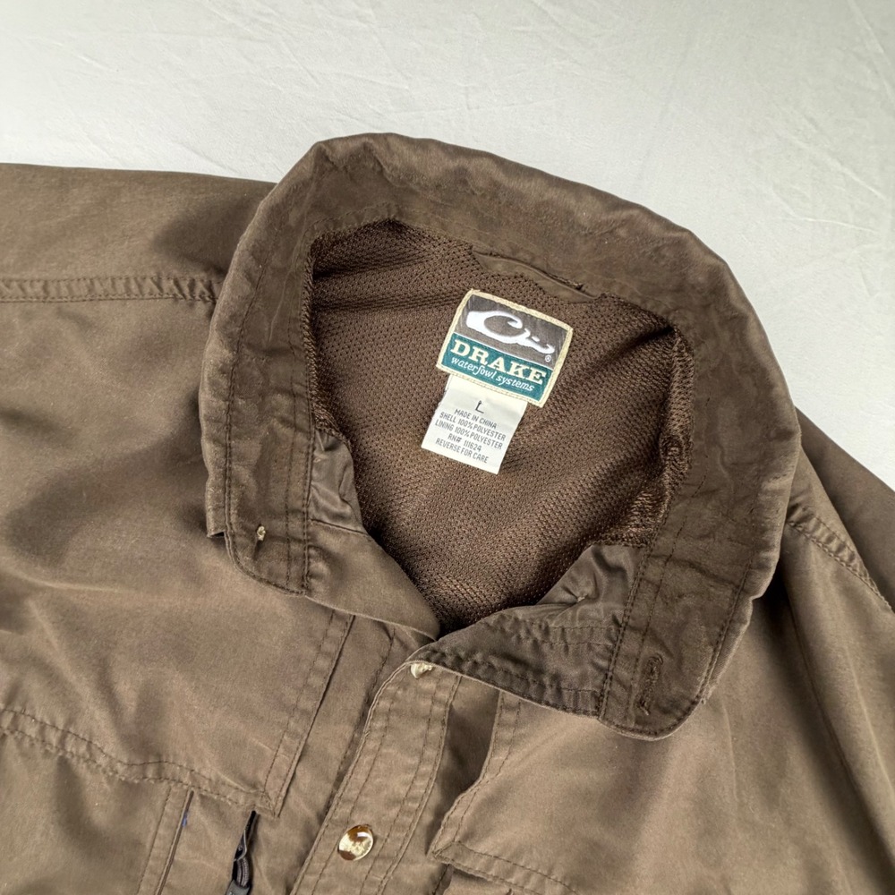 Drake Waterfowl Short Sleeve Fishing Shirt Mens Large‎ Brown Ventilated Pockets